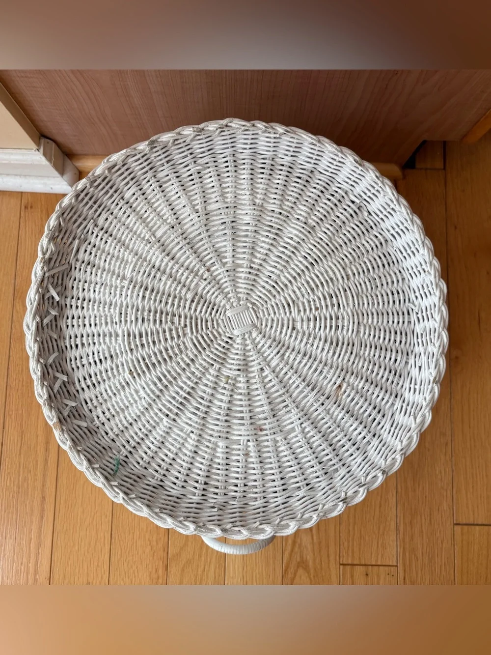 Vintage Style White Wicker Owl Basket / Toy Storage/Hamper/ Planter Basket 15”